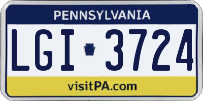 PA license plate LGI3724