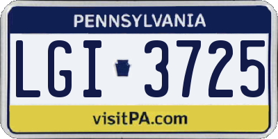 PA license plate LGI3725