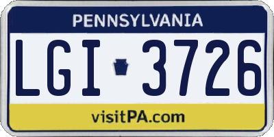 PA license plate LGI3726