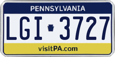 PA license plate LGI3727