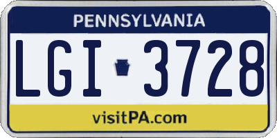 PA license plate LGI3728