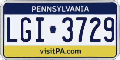 PA license plate LGI3729