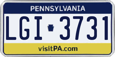 PA license plate LGI3731