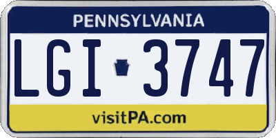 PA license plate LGI3747