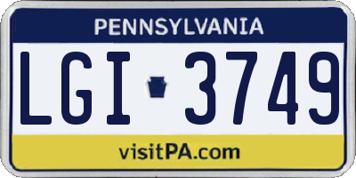 PA license plate LGI3749
