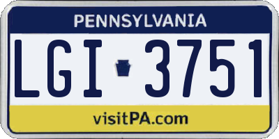 PA license plate LGI3751
