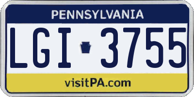 PA license plate LGI3755