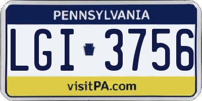 PA license plate LGI3756