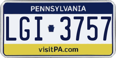 PA license plate LGI3757