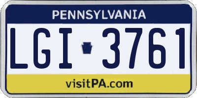 PA license plate LGI3761