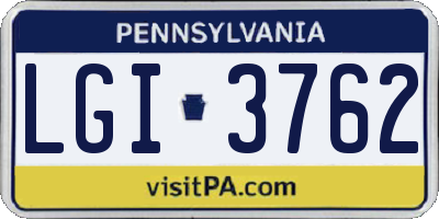 PA license plate LGI3762