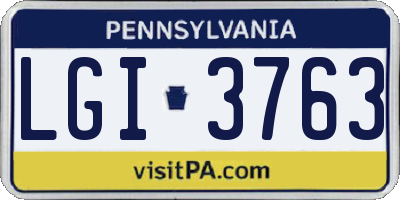 PA license plate LGI3763