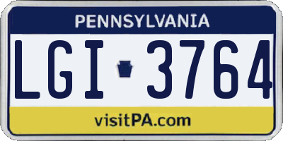 PA license plate LGI3764