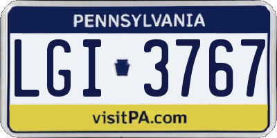 PA license plate LGI3767