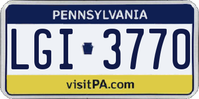PA license plate LGI3770