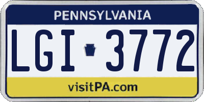 PA license plate LGI3772