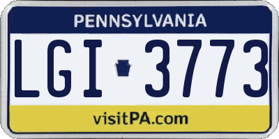 PA license plate LGI3773