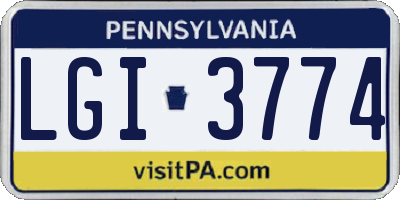 PA license plate LGI3774
