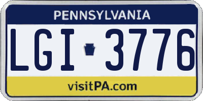 PA license plate LGI3776