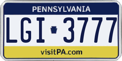 PA license plate LGI3777