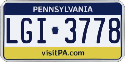 PA license plate LGI3778
