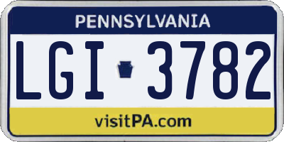 PA license plate LGI3782