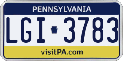 PA license plate LGI3783