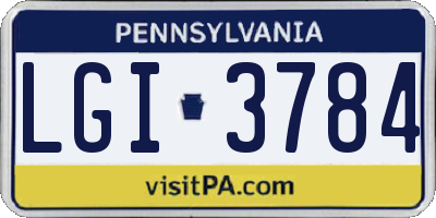 PA license plate LGI3784