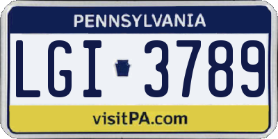 PA license plate LGI3789