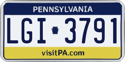 PA license plate LGI3791