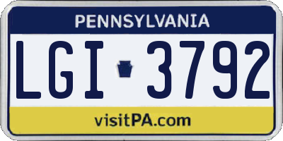 PA license plate LGI3792