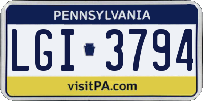 PA license plate LGI3794