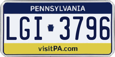 PA license plate LGI3796