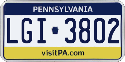 PA license plate LGI3802