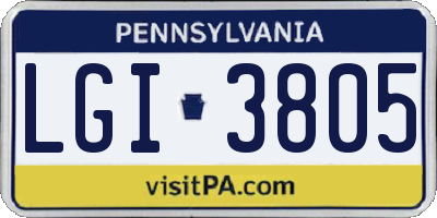 PA license plate LGI3805