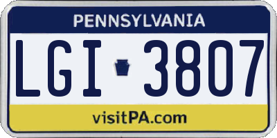 PA license plate LGI3807
