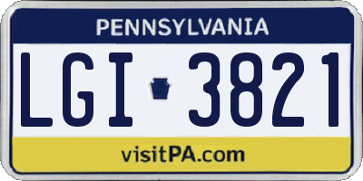 PA license plate LGI3821