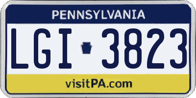PA license plate LGI3823