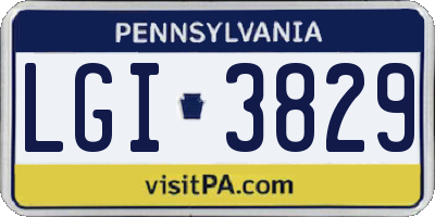 PA license plate LGI3829