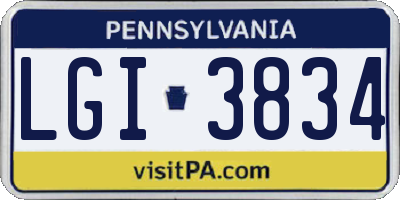 PA license plate LGI3834