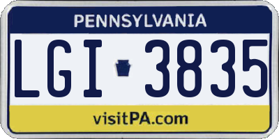 PA license plate LGI3835