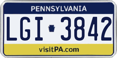PA license plate LGI3842