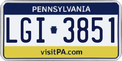 PA license plate LGI3851