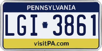 PA license plate LGI3861