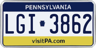 PA license plate LGI3862