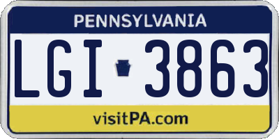 PA license plate LGI3863