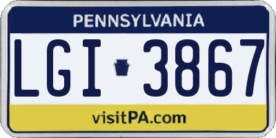 PA license plate LGI3867