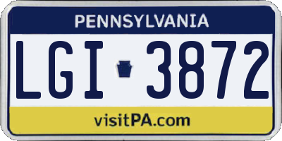 PA license plate LGI3872