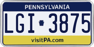 PA license plate LGI3875