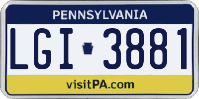 PA license plate LGI3881